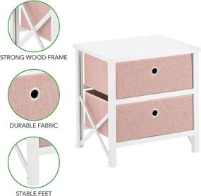 img 2 attached to 🌸 mDesign 2 Drawer Foldable Dresser Storage Unit - Wooden Frame, Easy Pull Fabric Bins - Farmhouse Organizer for Household Storage Bedroom, Hallway, Entryway, Closets - Pink/White