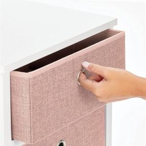 img 1 attached to 🌸 mDesign 2 Drawer Foldable Dresser Storage Unit - Wooden Frame, Easy Pull Fabric Bins - Farmhouse Organizer for Household Storage Bedroom, Hallway, Entryway, Closets - Pink/White