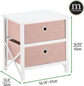 img 3 attached to 🌸 mDesign 2 Drawer Foldable Dresser Storage Unit - Wooden Frame, Easy Pull Fabric Bins - Farmhouse Organizer for Household Storage Bedroom, Hallway, Entryway, Closets - Pink/White