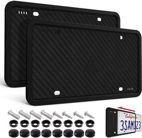 img 4 attached to 🚀 Aujen Silicone License Plate Frames - 2 Pack, Black Side-Opening License Bracket Holder for Easy Installation, License Plate Cover with No Obstruction. Rustproof, Rattle Proof & Weatherproof Universal Design