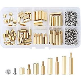 img 4 attached to 🔩 eBoot 180 Piece M3 Brass Spacer Standoff Screw Nut Assortment Kit - Male Female Hex for Effective Mounting Solution