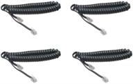 📞 coiled telephone handset cord - glian 4 pack, black phone cord cable 1.6 to 10 feet uncoiled, landline extension wire rj11 4p4c telephone accessory logo