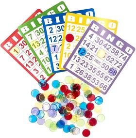 img 2 attached to 🎲 Yuanhe Bingo Game Set with 100 Bingo Cards, 1000 Colorful Transparent Bingo Chips, and Deck of Calling Cards