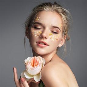 img 1 attached to 🎭 20 листов металлических временных тату-наклеек для лица, золотой наклейка для веснушек для женщин и девочек на Хэллоуин, костюмы танцоров на вечеринках.