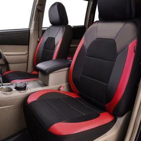 img 2 attached to CAR PASS Leather And Mesh Universal Fit Two Front Car Seat Cover Interior Accessories and Covers