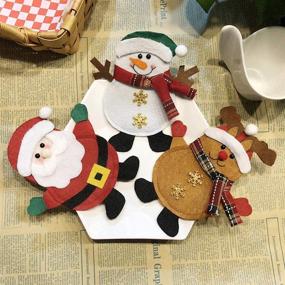 img 2 attached to 🎅 Whimsical Christmas Cutlery Holders: 6 Pcs Santa Claus, Snowman, and Moose Costume for Festive Table Decorations