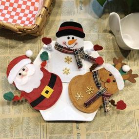 img 1 attached to 🎅 Whimsical Christmas Cutlery Holders: 6 Pcs Santa Claus, Snowman, and Moose Costume for Festive Table Decorations