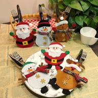 🎅 whimsical christmas cutlery holders: 6 pcs santa claus, snowman, and moose costume for festive table decorations логотип