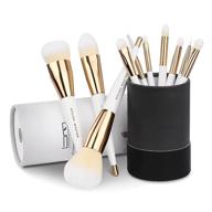 💄 brush master 10-piece makeup brush set - professional kabuki foundation, eyeshadow, blush, blending lip brushes - complete face cosmetic kit with holder logo