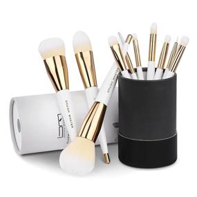 img 4 attached to 💄 Brush Master 10-Piece Makeup Brush Set - Professional Kabuki Foundation, Eyeshadow, Blush, Blending Lip Brushes - Complete Face Cosmetic Kit with Holder