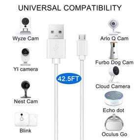 img 3 attached to 📷 Enhance Home Security Camera Setup with MOYEEL 42.5Ft Power Extension Cable for Wyze Cam, Blink, Yi, and NestCam Indoor (2 Pack)