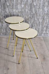 img 2 attached to Beige/Gold Living Room Table Set - Elegant 4 Piece Nesting Tables and Coffee Table by SUNRISE HOME DECOR, Quick Assembly, Ellipse Coffee Table/Round Nesting Tables