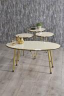 beige/gold living room table set - elegant 4 piece nesting tables and coffee table by sunrise home decor, quick assembly, ellipse coffee table/round nesting tables logo