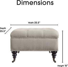 img 2 attached to 🪑 Serta Abbot Square Tufted Ottoman - Storage Space, Built-In Casters, Compact Size, Hinged Lid, Tool-Free Assembly, Fabric Upholstery - Ivory