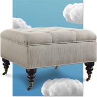 🪑 serta abbot square tufted ottoman - storage space, built-in casters, compact size, hinged lid, tool-free assembly, fabric upholstery - ivory logo