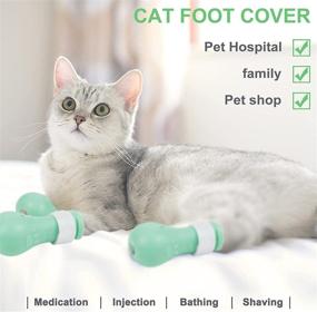 img 1 attached to 🐱 Protect Your Furniture with JAKI Cat Anti-Scratch Shoes: Adjustable Rubber Cat Feet Covers for Cats of All Sizes - Ideal for Bathing, Shaving, and Family Time