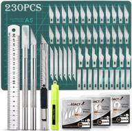 🔪 230 piece hobby craft knife kit with 215 precision carving blades, 2 craft knives, and 11 art blades for diy art working and cutting - includes scrapbooking stencil logo