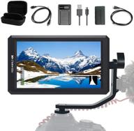 📺 feelworld f6: 5.7inch fhd ips on camera 4k hdmi monitor bundle with battery, charger, hdmi cords, swivel arm and power output logo