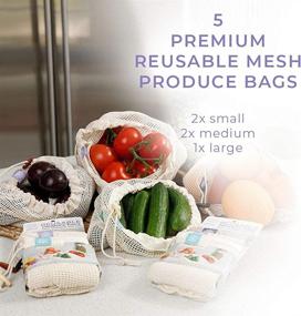 img 3 attached to 🌿 Lotus Sustainables Premium 100% Organic Cotton Reusable Produce Bags: Eco-Friendly Mesh Bags for Groceries - Set of 5