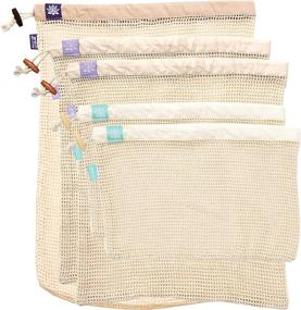 img 4 attached to 🌿 Lotus Sustainables Premium 100% Organic Cotton Reusable Produce Bags: Eco-Friendly Mesh Bags for Groceries - Set of 5