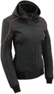 🏍️ get the ultimate protection and style with the milwaukee leather mpl2764 women's soft shell armored racing style jacket with hoodie logo