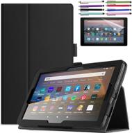 чехол epicgadget для amazon fire hd 8 / fire hd 8 plus (10-ое поколение, 2020 год) - лёгкий чехол-книжка с функцией автоматического открытия/закрытия, из искусственной кожи + 1 защитное стекло и 1 стилус (чёрный) логотип