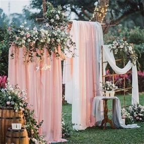 img 3 attached to 🌸 Light Peach Chiffon Backdrop Curtain, 10x10ft Wrinkle-Free Wedding Stage Drape Photography Backdrop, Sheer Romantic Chiffon Background for Wedding Arch Party, Baby Shower, Reception Supplies - Poise3EHome