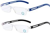 blue light blocking reading glasses 1.0 - 2 pairs for men and women, rectangle computer readers with comfortable lens logo