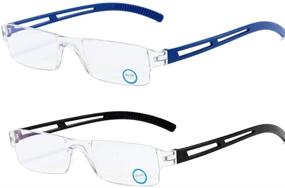 img 4 attached to Blue Light Blocking Reading Glasses 1.0 - 2 Pairs for Men and Women, Rectangle Computer Readers with Comfortable Lens