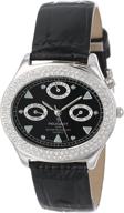 🕰️ peugeot women's 340bk: stylish silver-tone watch with swarovski crystal accents and multi-function black leather strap logo