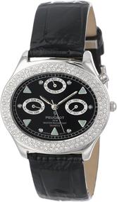 img 4 attached to 🕰️ Peugeot Women's 340BK: Stylish Silver-Tone Watch with Swarovski Crystal Accents and Multi-Function Black Leather Strap