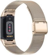 🥂 chofit metal watch bands: stylish stainless steel strap for fitbit charge 5 - adjustable and compatible for women and men, champagne logo