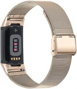 img 4 attached to 🥂 Chofit Metal Watch Bands: Stylish Stainless Steel Strap for Fitbit Charge 5 - Adjustable and Compatible for Women and Men, Champagne