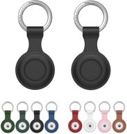 🔑 portable airtag case with keychain - 2-pack silicone protective airtag holders for pets, wallets, luggage & more (black) logo