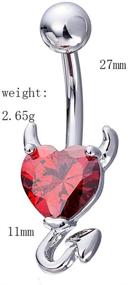 img 3 attached to 🔱 14G Surgical Steel Devil Heart Belly Button Rings - YHMM Navel Barbells Stud for Body Piercing