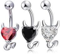 🔱 14g surgical steel devil heart belly button rings - yhmm navel barbells stud for body piercing logo