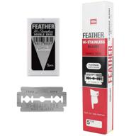 🪒 efficient men's feather hi stainless double shave & hair removal razor blades logo