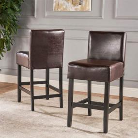 img 3 attached to Christopher Knight Home Portman (Set of 2) Seigel Brown Bonded Leather Counter Stool, 18-inch Width x 23-inch Depth x 38.50-inch Height