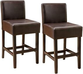 img 4 attached to Christopher Knight Home Portman (Set of 2) Seigel Brown Bonded Leather Counter Stool, 18-inch Width x 23-inch Depth x 38.50-inch Height