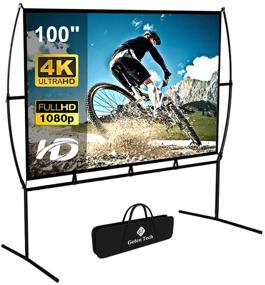 img 4 attached to Удобный складной экран для проектора длиной 100 дюймов с подставкой для проекции HD 4K фильмов в помещении и на открытом воздухе.