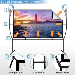 img 1 attached to Удобный складной экран для проектора длиной 100 дюймов с подставкой для проекции HD 4K фильмов в помещении и на открытом воздухе.
