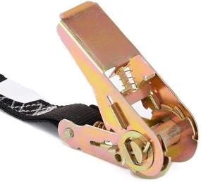 img 1 attached to 🔒 MOOCY Premium Ratchet Tie Down: 1000lbs Working Load with Double J Hook - Ideal Cargo Straps for Moving Appliances, Lawn Equipment, and Motorcycles (1in x 12 ft)