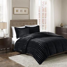 img 3 attached to 🛏️ Madison Park Duke Faux Fur Plush Bedding Set: Super Soft & Cozy Warm Comforter, King/California King Size, Black