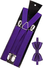 img 3 attached to Purple Adjustable Elastic Suspender Braces: Classy Men's Accessories for Ties, Cummerbunds & Pocket Squares