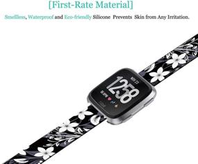 img 2 attached to 🌺 ENDIY Soft Silicone Gel Replacement Strap for Fitbit Versa/Versa 2/Versa Lite/Versa 2 SE (Small) - Stylish Black Floral Flower Art Design for an Elegant and Beautiful Look
