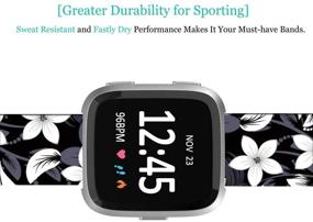 img 1 attached to 🌺 ENDIY Soft Silicone Gel Replacement Strap for Fitbit Versa/Versa 2/Versa Lite/Versa 2 SE (Small) - Stylish Black Floral Flower Art Design for an Elegant and Beautiful Look