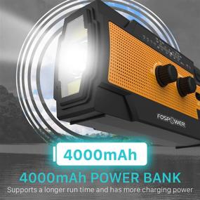 img 2 attached to 📻 FosPower NOAA Аварийное погодное радио 4000mAh (Модель A3) - Портативный пауэрбанк с солнечной зарядкой, ручной привод и работой от батареи, сигналом SOS, датчиком движения, АМ/ФМ и фонариком для аварий на открытом воздухе.