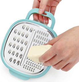 img 1 attached to 🧀 Efficient PortoFino Mini Box Grater: Perfect for Parmesan Cheese, Lemon, Garlic, Ginger, Chocolate and More! Stainless Steel Coarse & Fine Grater with Convenient Food Storage Container & Lid. Space Saving Design for Kitchen Prep Accessories