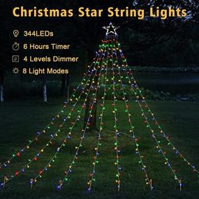 img 3 attached to 🎄 Enhance Your Christmas Ambience with Koralakiri Waterfall Christmas String Lights, 344 LED 8 Modes and Star Topper for Outdoor Decorations (Multicolor)