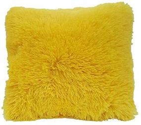 img 1 attached to 🛋️ Discover Ultimate Comfort with LuxuryDiscounts Super Soft Faux Fur Decorative Throw Pillow Cushion (16"x 16", Yellow) - Limited-Time Discounts